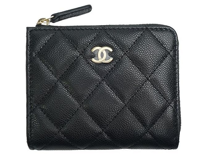 Chanel Portafoglio per carte in pelle caviar con monedero con zip, set completo per regali - vista 3