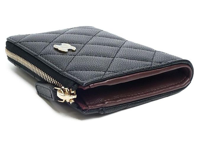 Chanel Portafoglio per carte in pelle caviar con monedero con zip, set completo per regali - vista 5