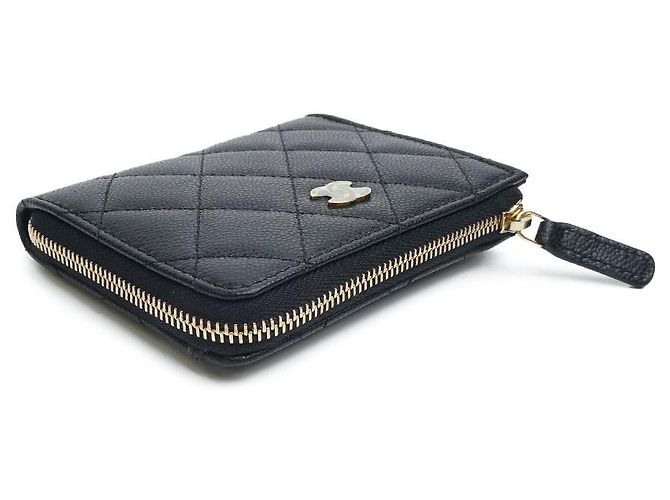 Chanel Portafoglio per carte in pelle caviar con monedero con zip, set completo per regali - vista 6