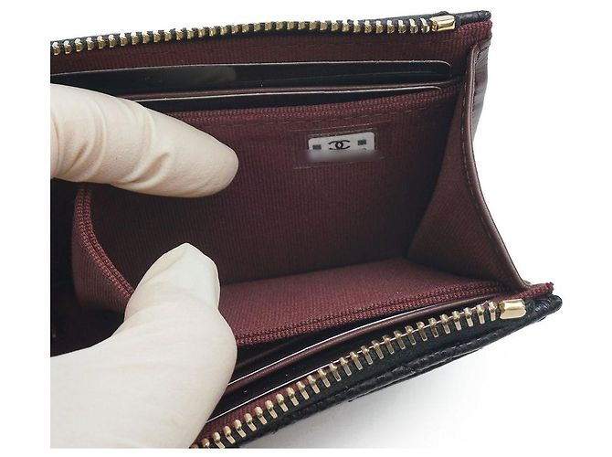 Chanel Portafoglio per carte in pelle caviar con monedero con zip, set completo per regali - vista 8
