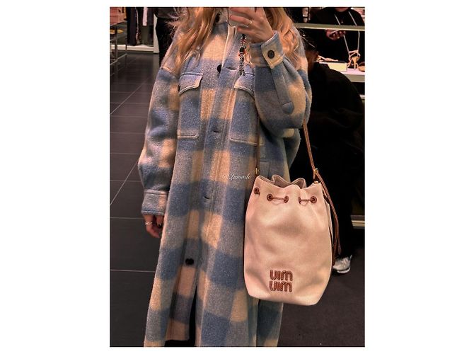 Miu Miu Borsa a secchiello in tela e pelle Beige Brandy Bianco - vista 2