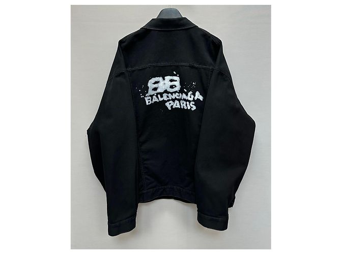 Balenciaga Giacca di denim con logo BB disegnato a mano Argento - vista 2