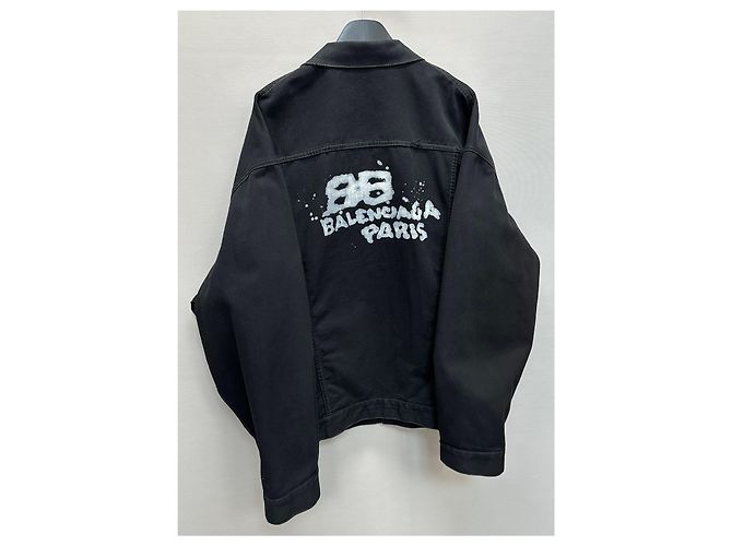 Balenciaga Giacca di denim con logo BB disegnato a mano Argento - vista 3