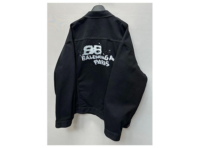Balenciaga Giacca di denim con logo BB disegnato a mano Argento - vista 4