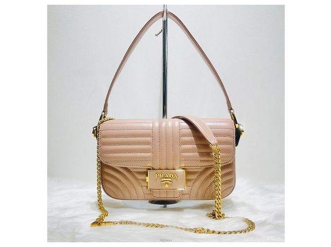Prada Borsa Tote Trapuntata Diagram Borsa a Spalla Rosa - vista 2