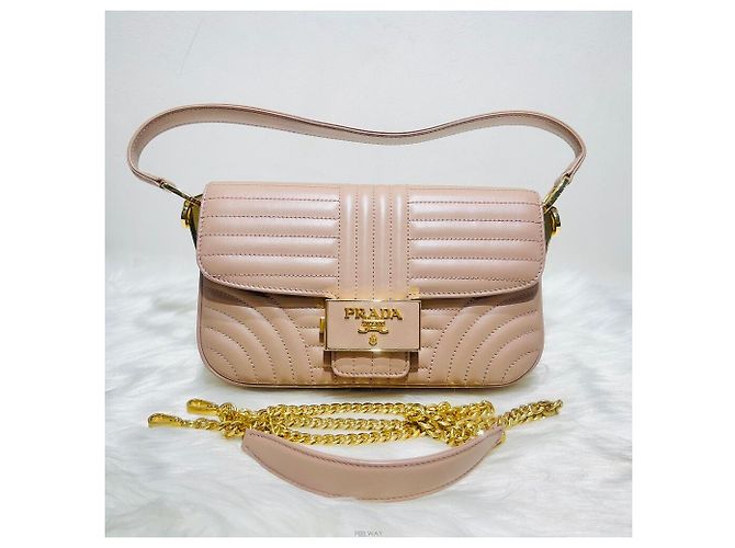 Prada Borsa Tote Trapuntata Diagram Borsa a Spalla Rosa - vista 3