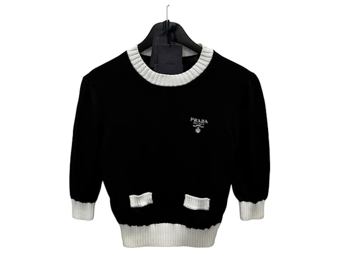 Prada Malha de algodão curta com mini logo Prata - vista 2