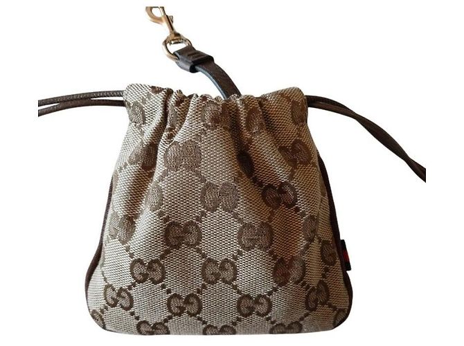 Gucci Mini borsa a coulisse Minuet GG Canvas Nano Portachiavi Beige Marrone - vista 5