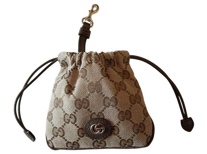 Gucci Mini borsa a coulisse Minuet GG Canvas Nano Portachiavi Beige Marrone - vista 8