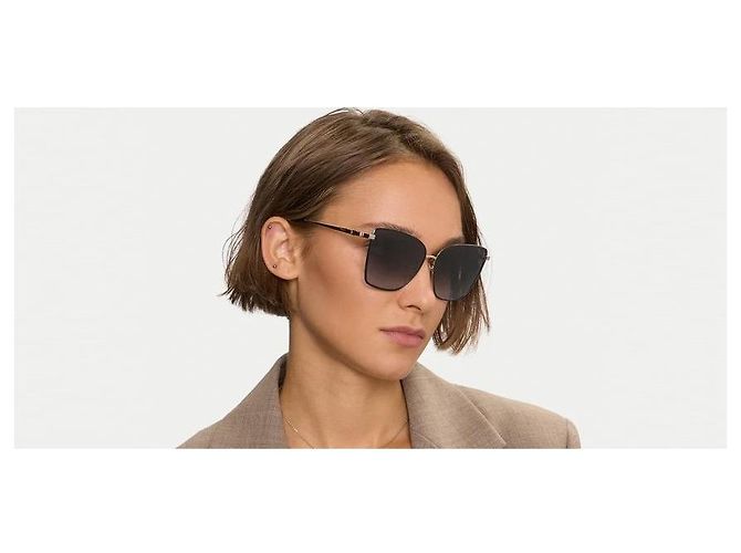 Salvatore Ferragamo Gafas de sol de lujo oversize moda monturas cuadradas de metal Naranja - vista 3