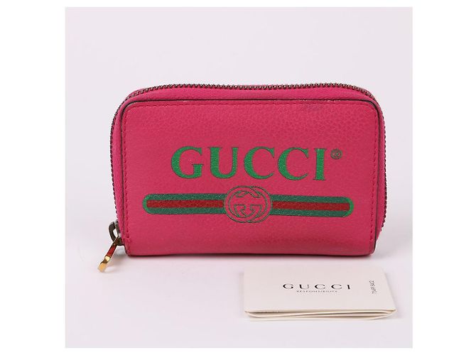 Gucci Cartera de tarjetas con cremallera rosa Front Web Logo - vista 11