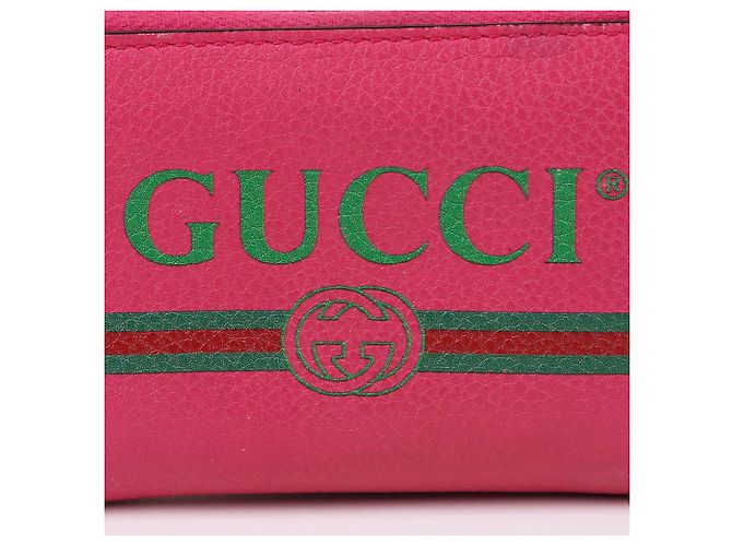 Gucci Cartera de tarjetas con cremallera rosa Front Web Logo - vista 2