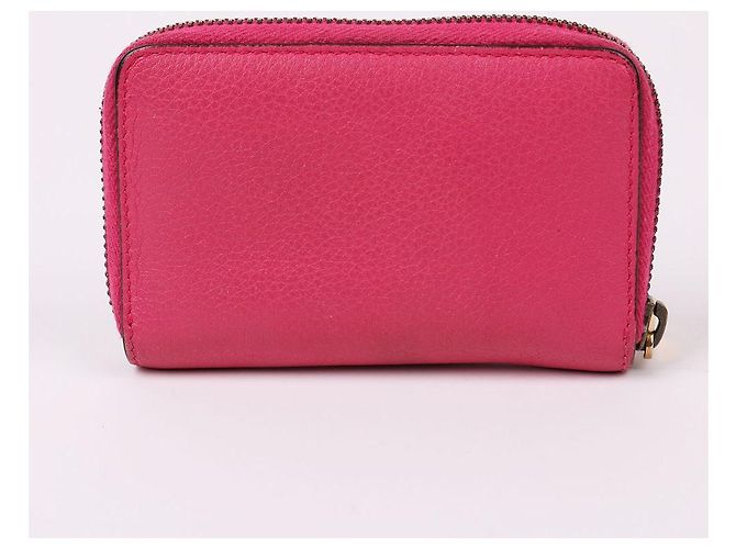Gucci Cartera de tarjetas con cremallera rosa Front Web Logo - vista 5