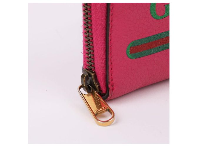 Gucci Cartera de tarjetas con cremallera rosa Front Web Logo - vista 6