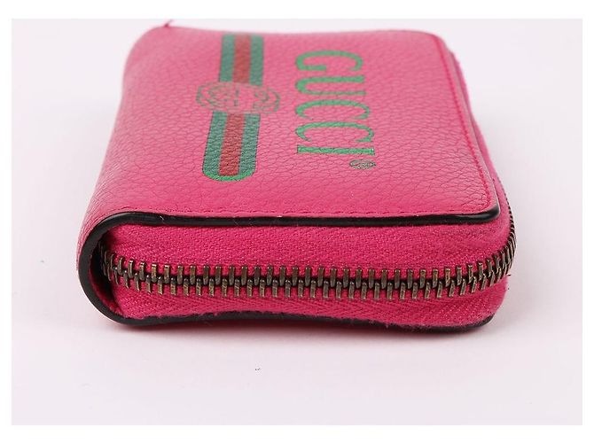 Gucci Cartera de tarjetas con cremallera rosa Front Web Logo - vista 7