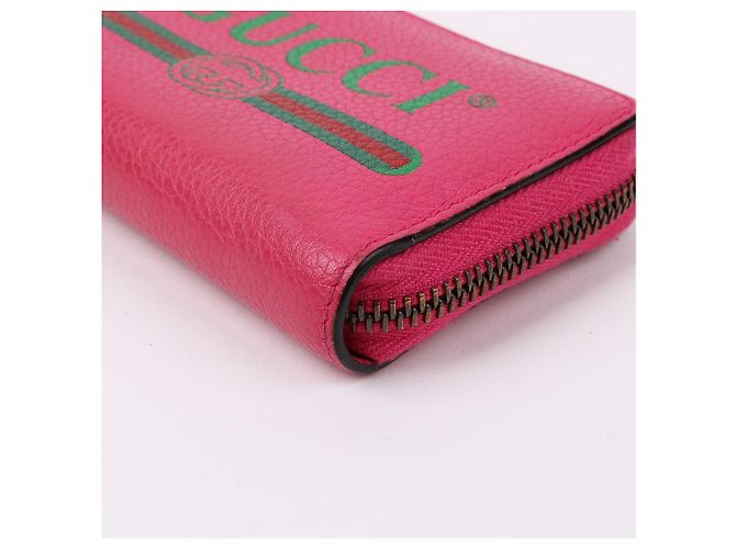 Gucci Cartera de tarjetas con cremallera rosa Front Web Logo - vista 9
