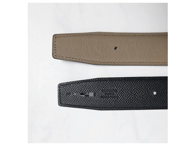 Hermès Buckle Reversible Double-Sided Black Safari Silver Matte Men's Leather Belt - view 11
