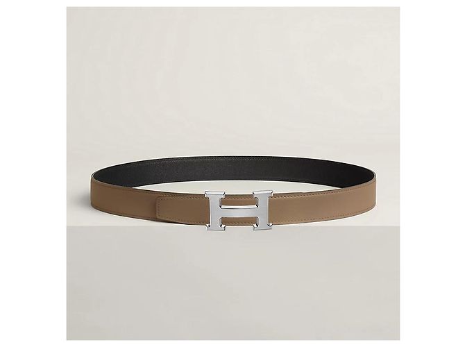 Hermès Buckle Reversible Double-Sided Black Safari Silver Matte Men's Leather Belt - view 3