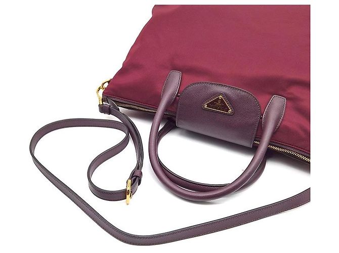 Prada Borsa Tote e Borsa a Spalla Tesuto Saffiano Rosso - vista 5
