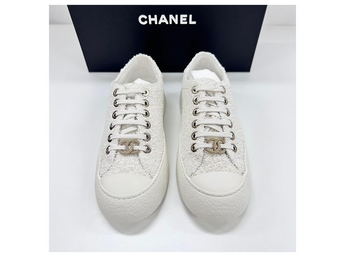 Chanel Sneaker in tweed da donna Argento - vista 5