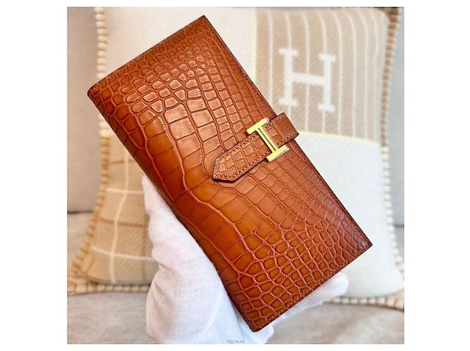 Hermès Cartera Bearn Croco Matte Croco Oro Multicolor - vista 2