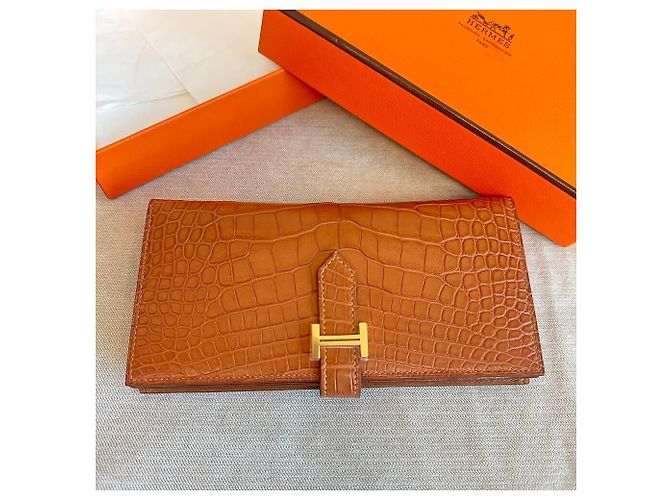 Hermès Cartera Bearn Croco Matte Croco Oro Multicolor - vista 3