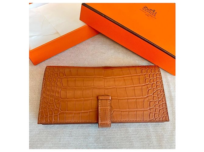 Hermès Cartera Bearn Croco Matte Croco Oro Multicolor - vista 4