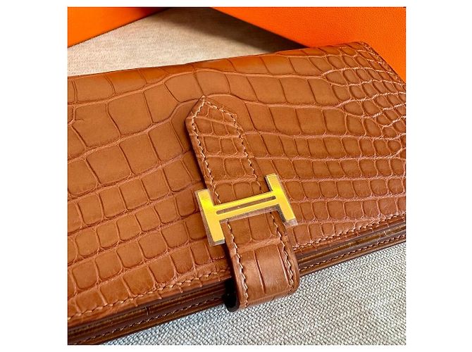 Hermès Cartera Bearn Croco Matte Croco Oro Multicolor - vista 5