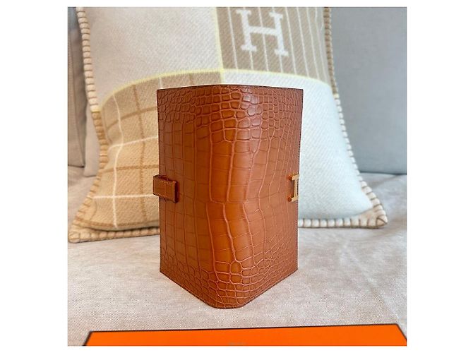 Hermès Cartera Bearn Croco Matte Croco Oro Multicolor - vista 7