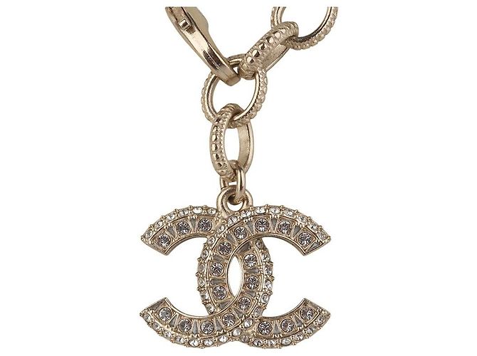 Chanel Pulseira de pérolas e cristal CC banhada a ouro (Recibo de loja de departamentos) Dourado - vista 4