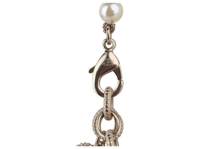 Chanel Pulseira de pérolas e cristal CC banhada a ouro (Recibo de loja de departamentos) Dourado - vista 7
