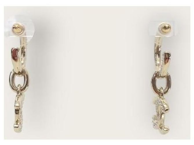 Chanel Orecchini pendenti in metallo dorato con strass e cristalli D'oro - vista 5