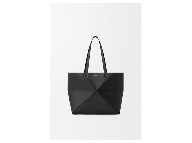 Loewe Medium Horizontal Puzzle Fold Tote in Soft Grain Schwarz - Ansicht 4