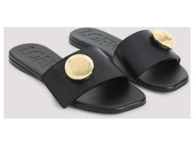 Loewe Sandali Pebble in pelle di vitello morbida Nero - vista 8