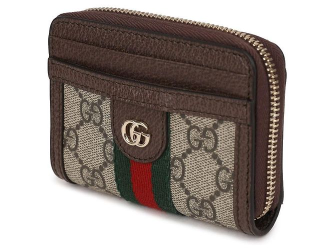 Gucci Portafoglio con zip Ophidia Marrone - vista 4