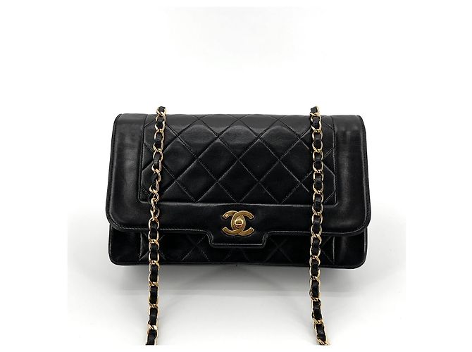 Chanel Borsa a tracolla Diana in agnello con finiture dorate Nero - vista 3
