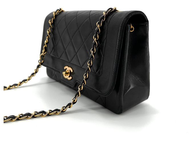 Chanel Borsa a tracolla Diana in agnello con finiture dorate Nero - vista 5
