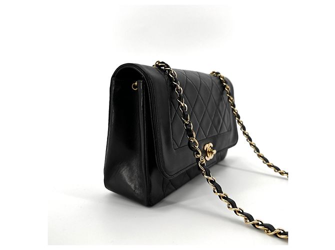 Chanel Borsa a tracolla Diana in agnello con finiture dorate Nero - vista 6