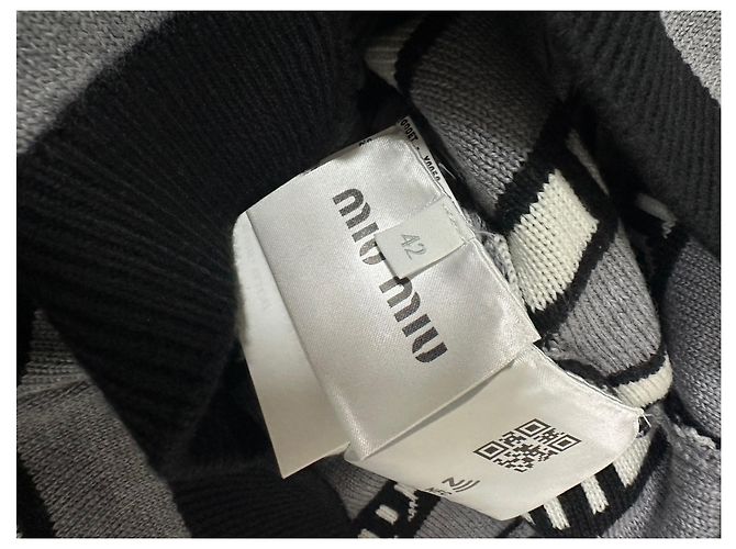Miu Miu Falda de lana con logo Castaño - vista 7