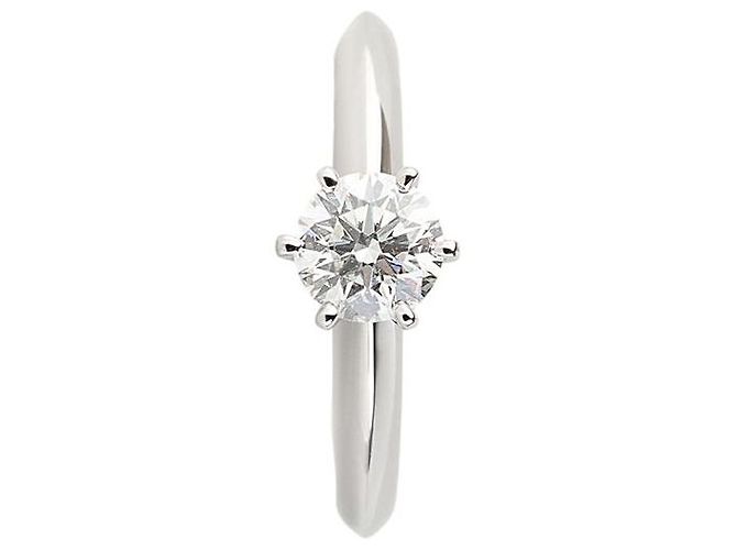 Tiffany & Co Tiffany Setting Diamant Verlobungsring Größe (Tiffany Zertifikat) Silber - Ansicht 2