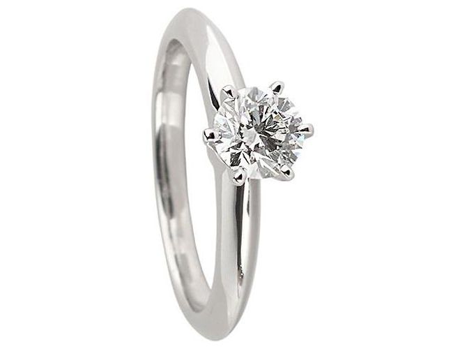 Tiffany & Co Tiffany Setting Diamant Verlobungsring Größe (Tiffany Zertifikat) Silber - Ansicht 3