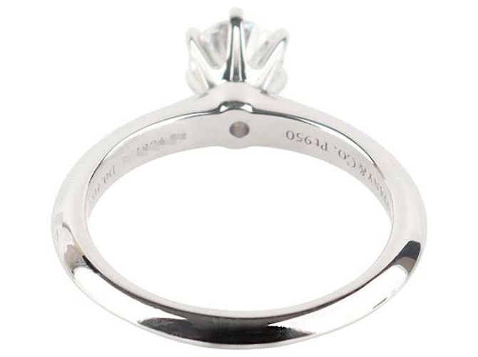 Tiffany & Co Tiffany Setting Diamant Verlobungsring Größe (Tiffany Zertifikat) Silber - Ansicht 4