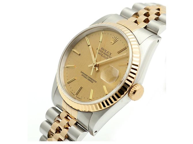 Orologio Rolex Datejust Combo da Uomo Quadrante in Lino Bokeh Index D'oro - vista 10
