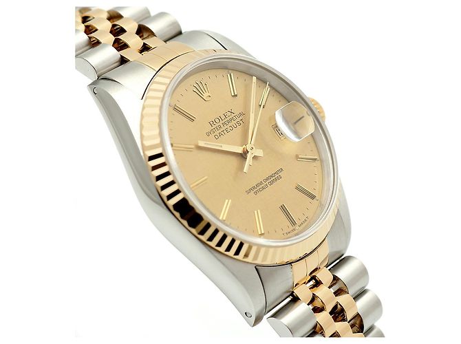 Orologio Rolex Datejust Combo da Uomo Quadrante in Lino Bokeh Index D'oro - vista 11