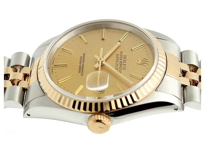 Orologio Rolex Datejust Combo da Uomo Quadrante in Lino Bokeh Index D'oro - vista 12