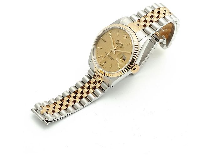 Orologio Rolex Datejust Combo da Uomo Quadrante in Lino Bokeh Index D'oro - vista 14