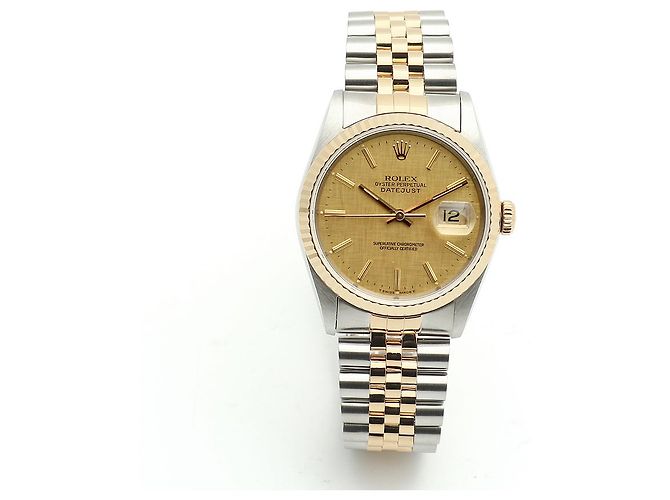 Orologio Rolex Datejust Combo da Uomo Quadrante in Lino Bokeh Index D'oro - vista 16