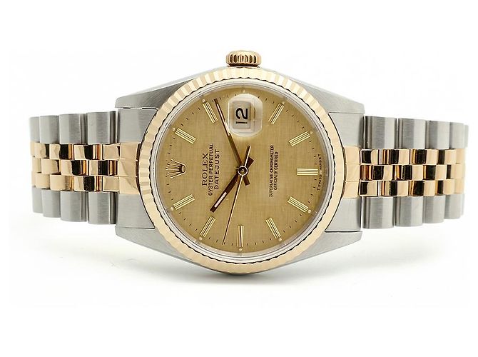 Orologio Rolex Datejust Combo da Uomo Quadrante in Lino Bokeh Index D'oro - vista 18