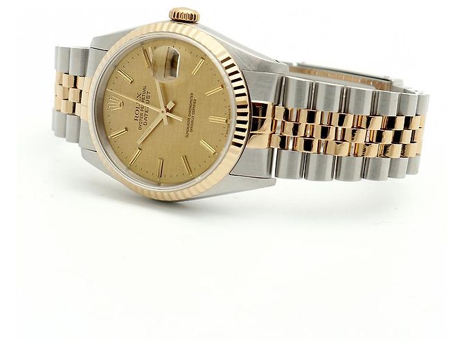 Orologio Rolex Datejust Combo da Uomo Quadrante in Lino Bokeh Index D'oro - vista 19