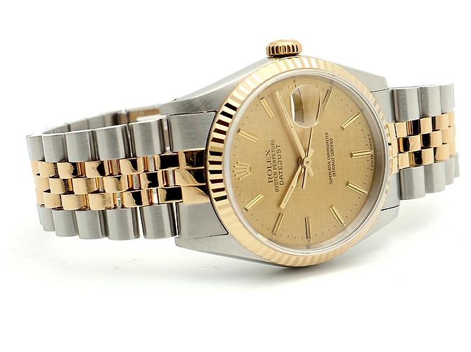 Orologio Rolex Datejust Combo da Uomo Quadrante in Lino Bokeh Index D'oro - vista 20
